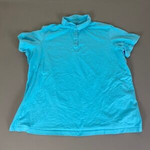Woman Within ‎ Polo Shirt Top Women's Plus Size 1X 22/24 Blue 100% Cotton *Wear